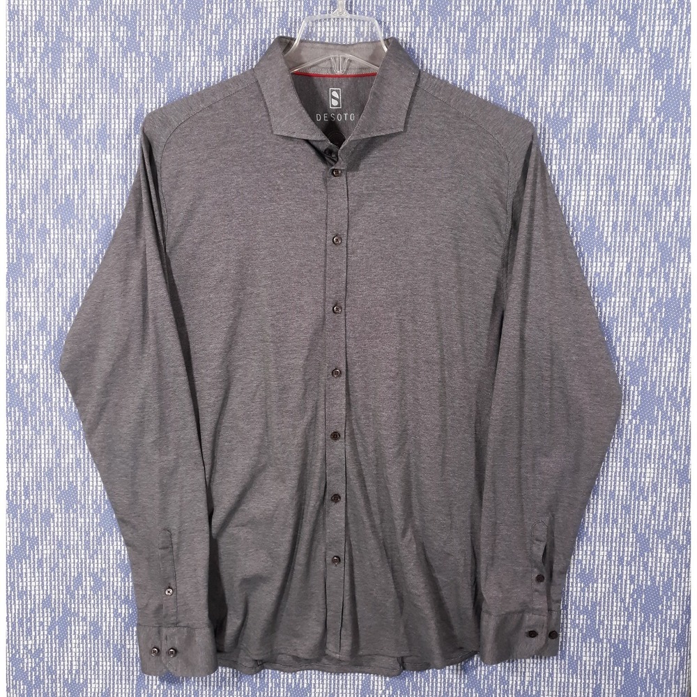 DeSoto Shirt Mens Size XL Stretch Cotton Button Up Long Sleeve Spread Collar